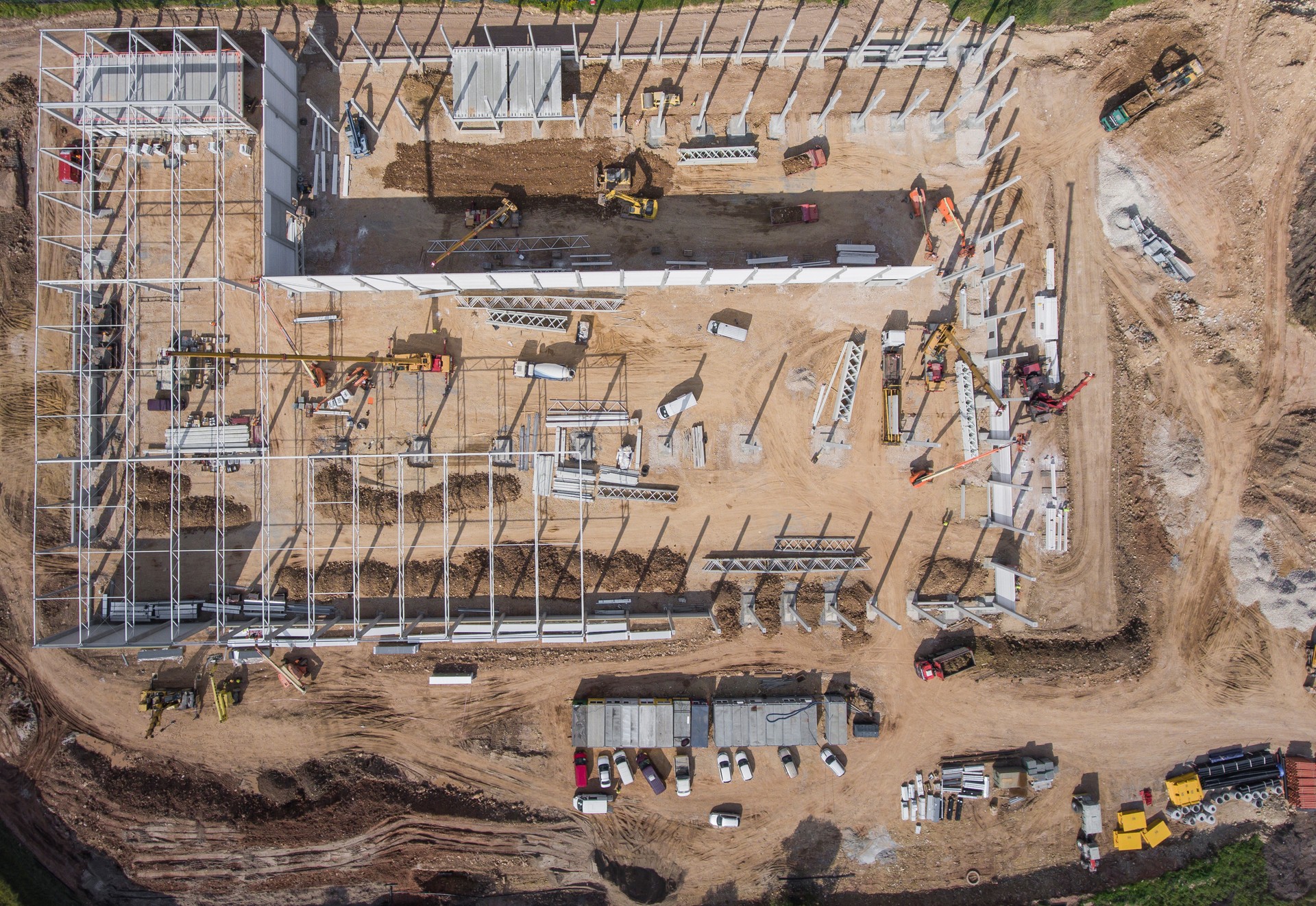 Construction site shot from above.