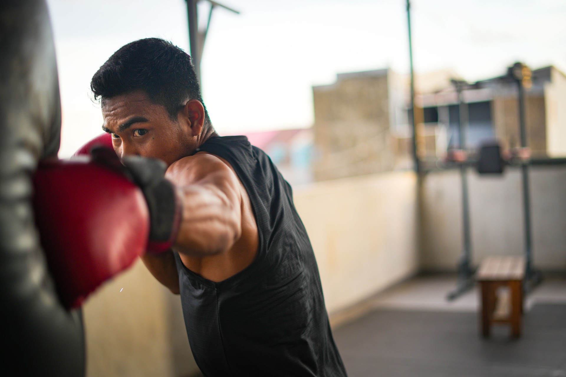Portrait of young male boxing athlete