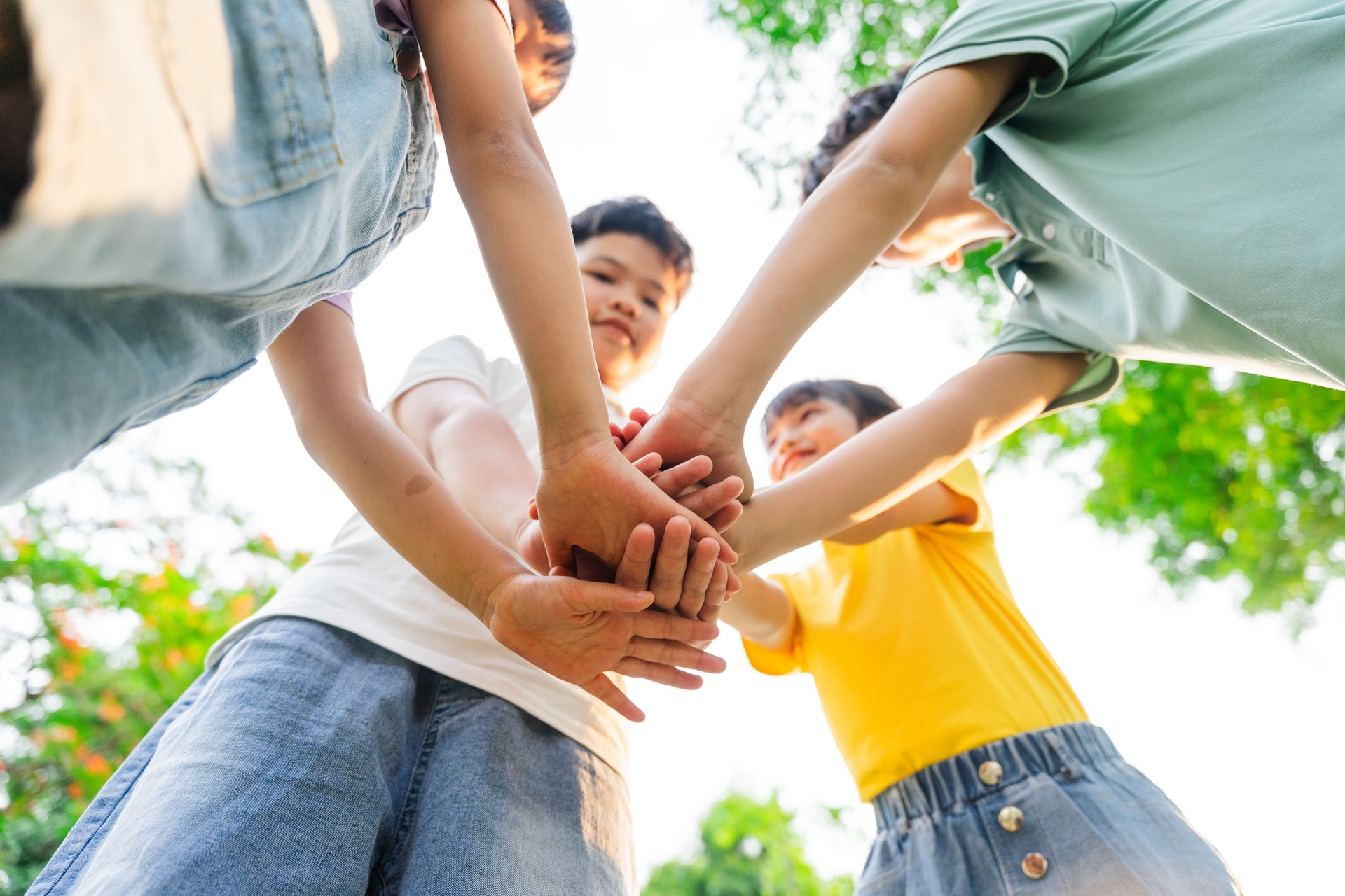 group image of cute asian children playing in the park